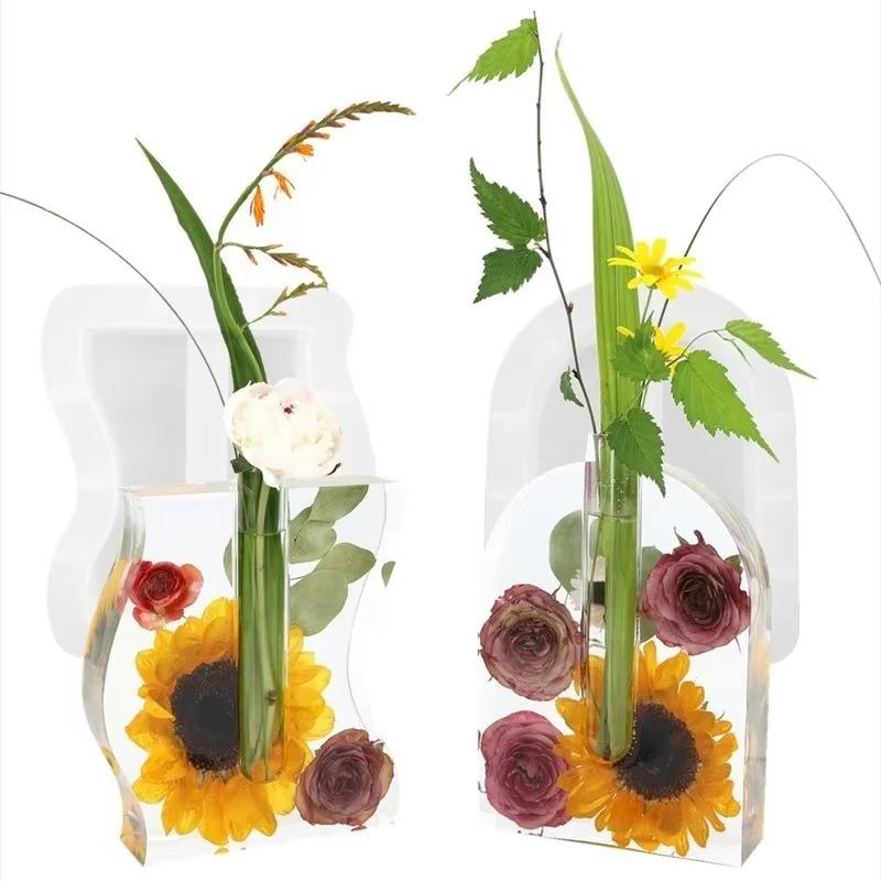 Dalga Şeklinde Kemer Şeklinde Test Tüpü Çiçek Aparatı Yetiştirme Su Bitkisi Ayna Silikon Kalıp Kendin Yap Kristal Epoksi Reçine Kalıbı