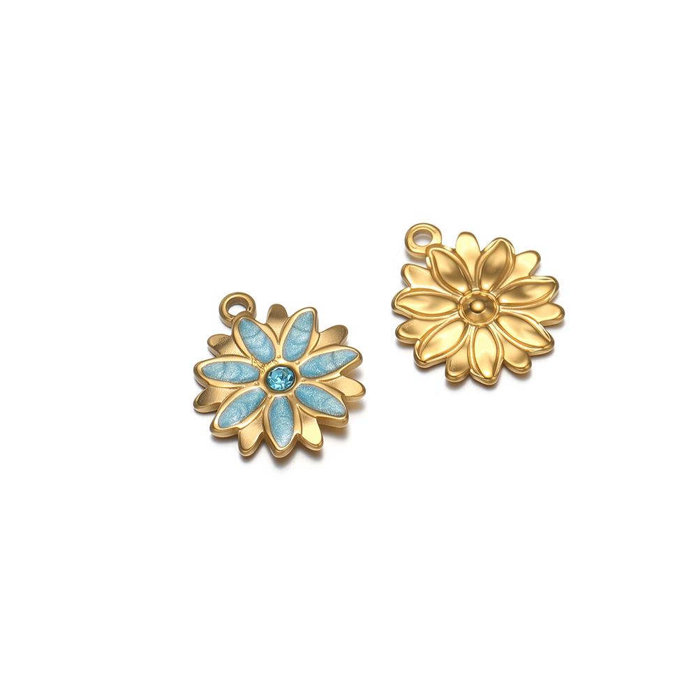 5Pcs Stainless Steel Zircon Sunflower Enamel Charms for DIY Jewelry Findings Girls Necklace Bracelets Pendants Earrings Making