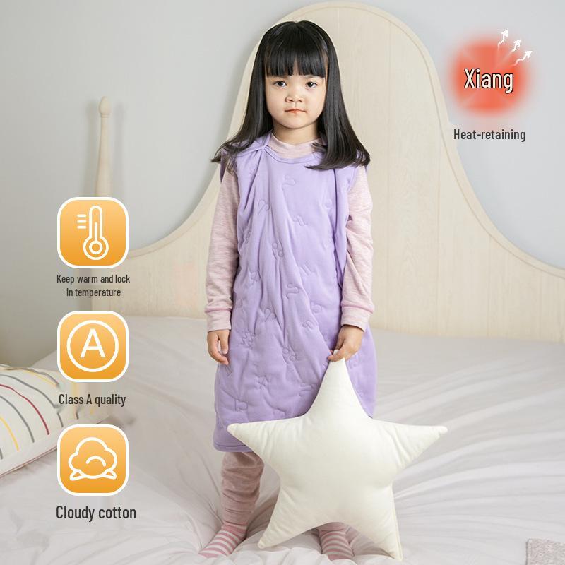 

Теплый стеганый детский спальный мешок: Пижама без рукавов, анти-пинок для мальчиков и девочек 120 cm фиолетовый