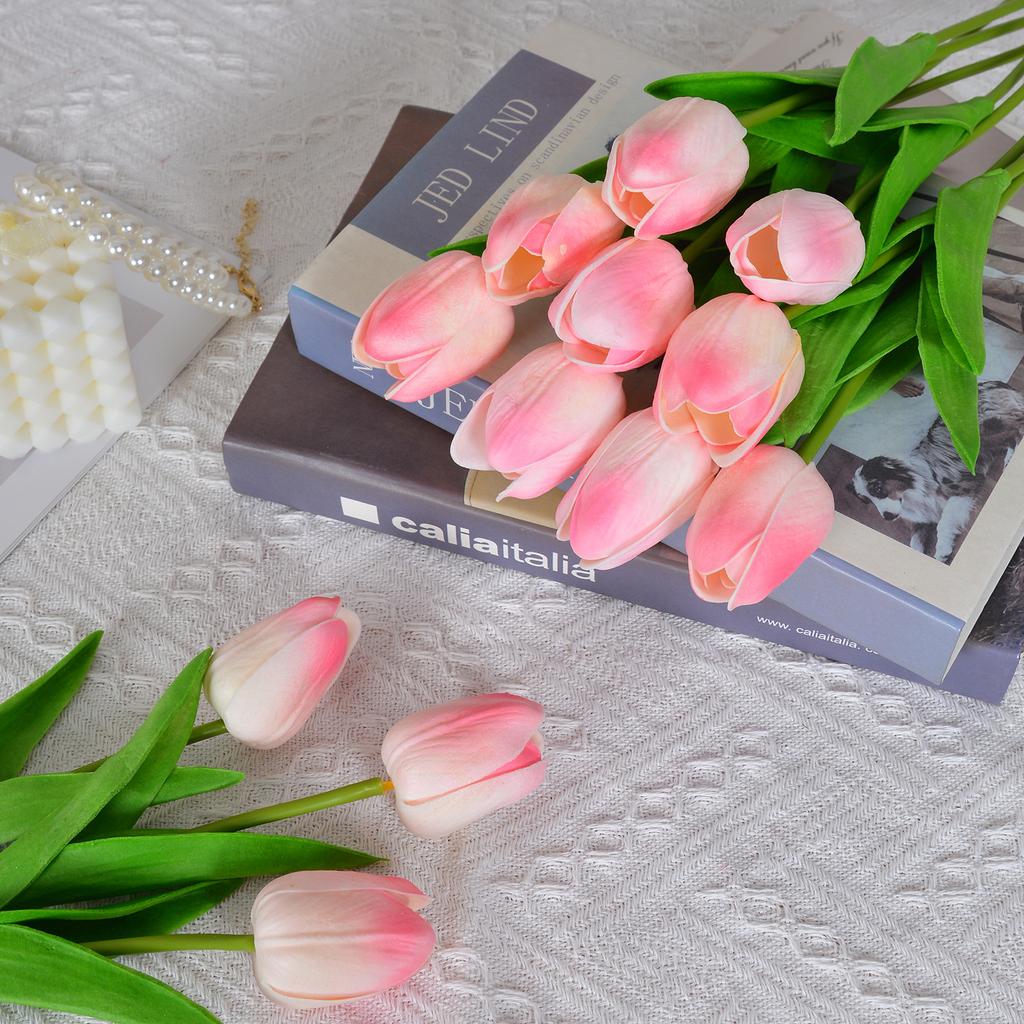 30 Stück Künstliche Tulpen 34cm Real Touch PU Kunstblumen Tulpenstiele für Hochzeit Frühlingsstrauß Blumengesteck Zuhause Büro Party Dekoration