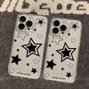 Simple Black Five-pointed Star Phone Case For iPhone 16 e 15 14 13 12 11 Pro Max Plus Mini X XS XR SE 2020 2022