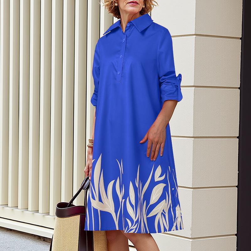 

VONDA Женские модные платья-рубашки с принтом и закатанными рукавами 3XL синий
