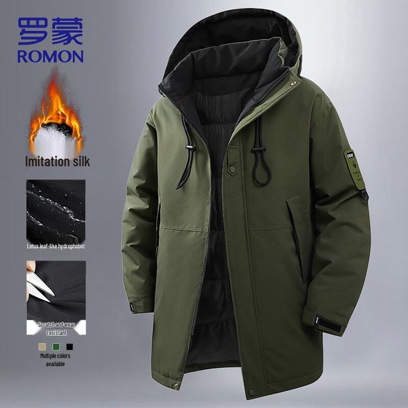 Romon Men's Mid-Length Hooded Cotton Padded Jacket