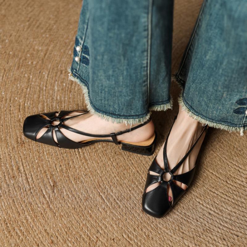 

Summer Korean version comfortable soft-soled flat-soled sandals new one-word sandals solid color beef tendon sole large size women s shoes empty 40 чёрный