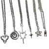 Geometric Alloy Pendant Necklace Set With Cross Chain For Fashionable Women