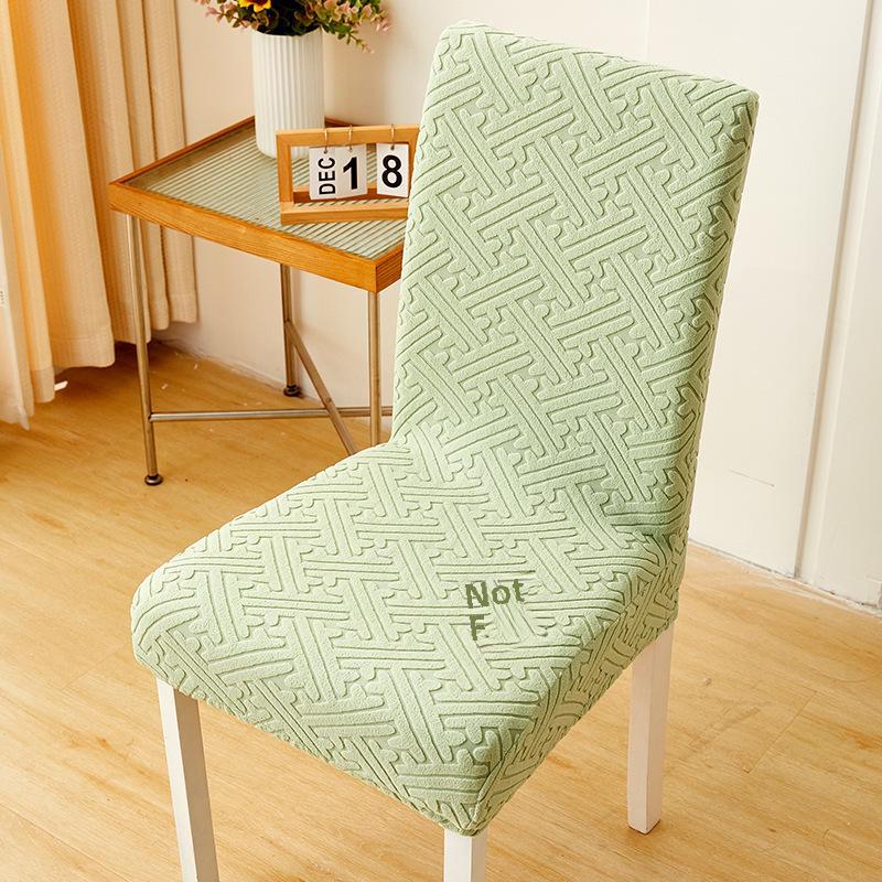 

Потовщений жакардовий еластичний чохол для обіднього стільця - сучасний цільний дизайн Straight Back Half Bag світло-зелений колір