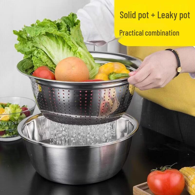 Stainless Steel Drain Basin & Rice Sieve