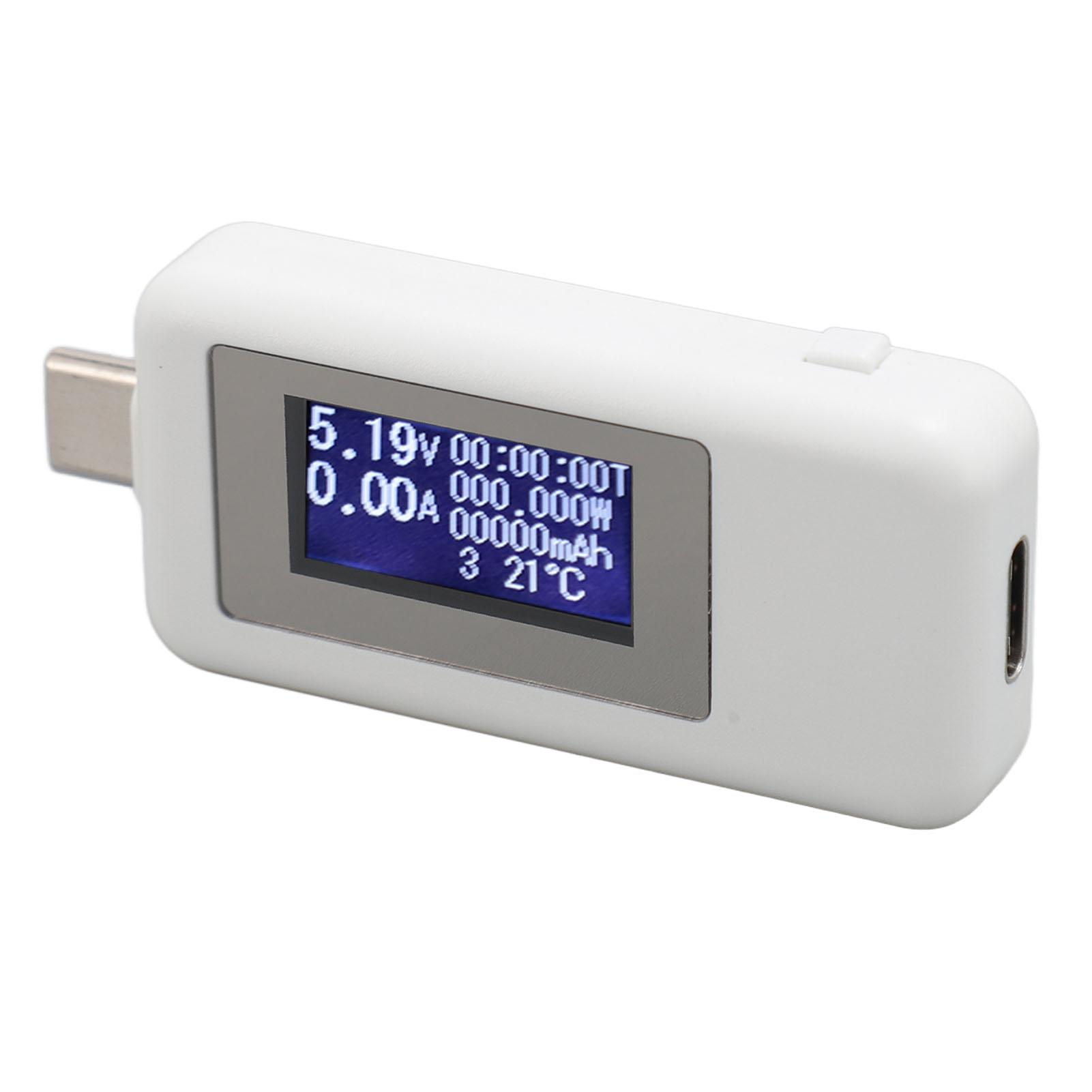 

KWS 1802C Тип C Вольтметр Амперметр Ваттметр 0‑5.1A 4‑30В 0‑155Вт 0 до 99 Годин USB C Цифровий