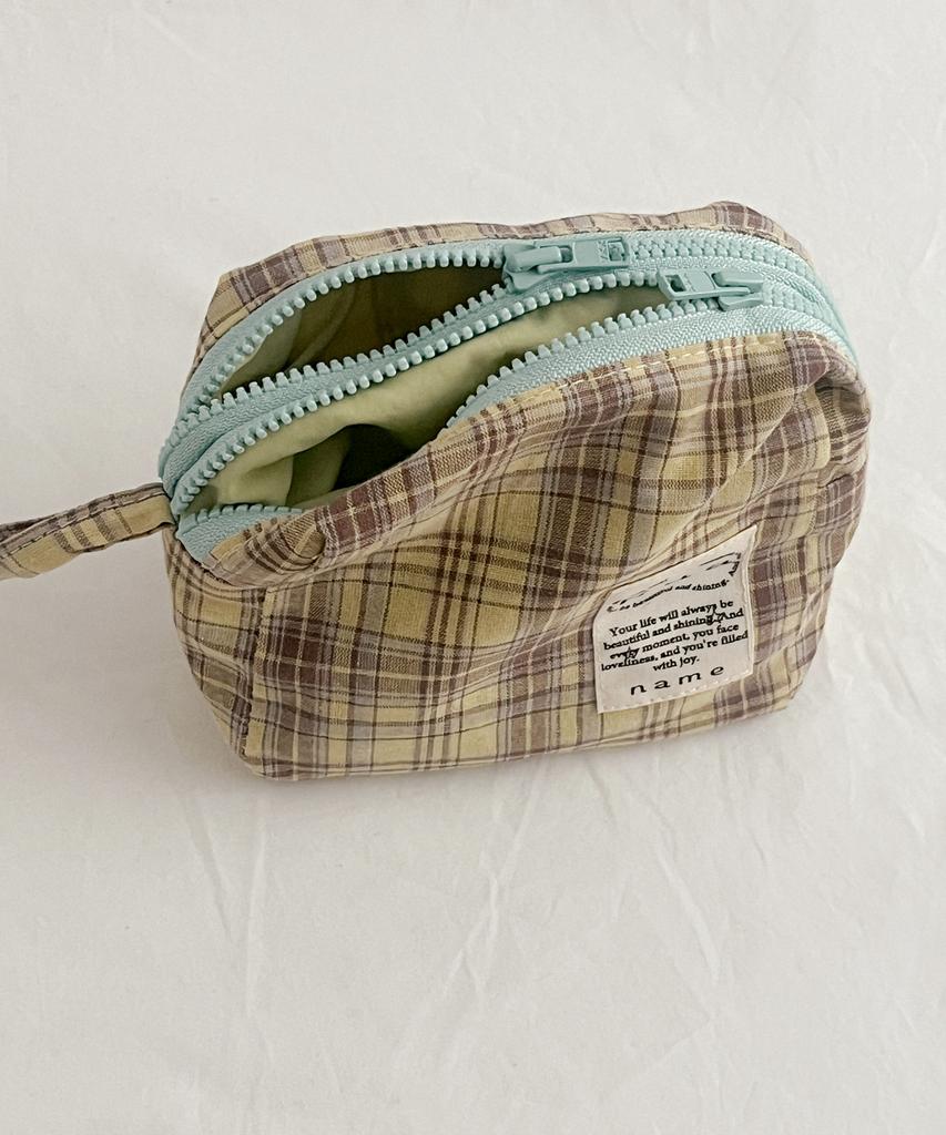 Nuaname Dual Zipper Checkered Pouch François