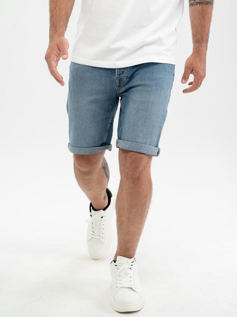 Men's Washed Blue Denim Shorts MyStars Classic 30