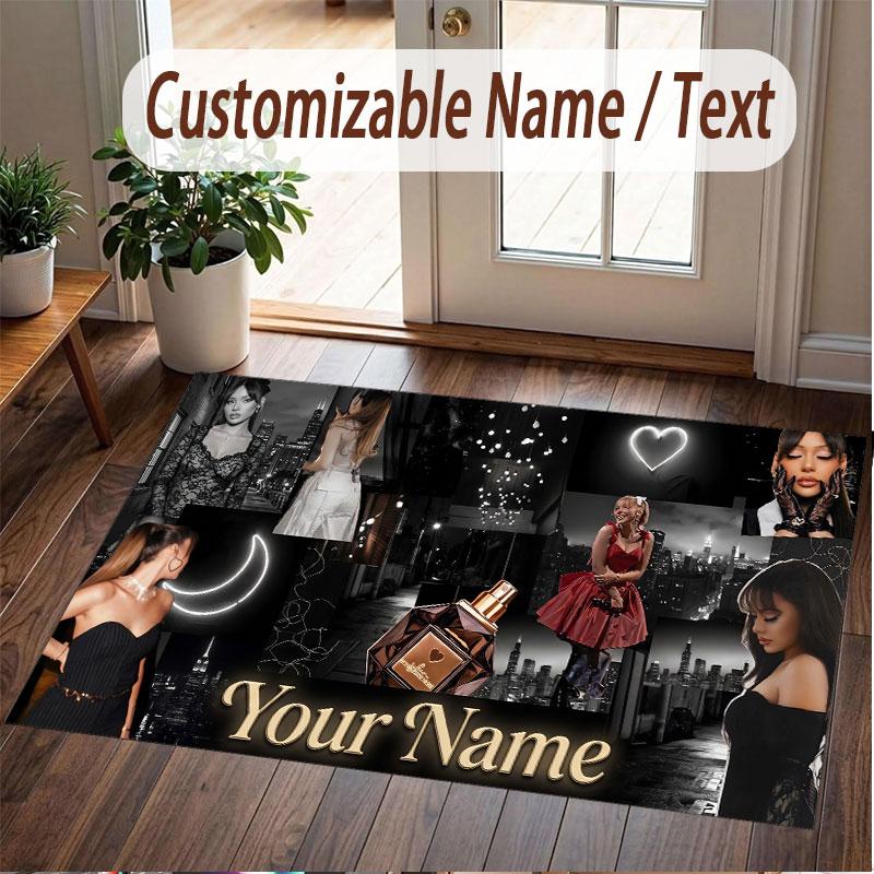 Custom Name Crystal Velvet Rug,Ayliva Comfortable Anti Slip Floor Mat For Room Decoration