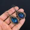 Blautopas Ohrringe, 999 Kupferdraht umwickelte Edelsteinschmuck, Handgefertigte Ohrringe, Für Thanksgiving