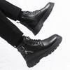 Large Size Men's Leather Boots Autumn New Martin Boots Men's Boots Leather Surface Solid Color Black