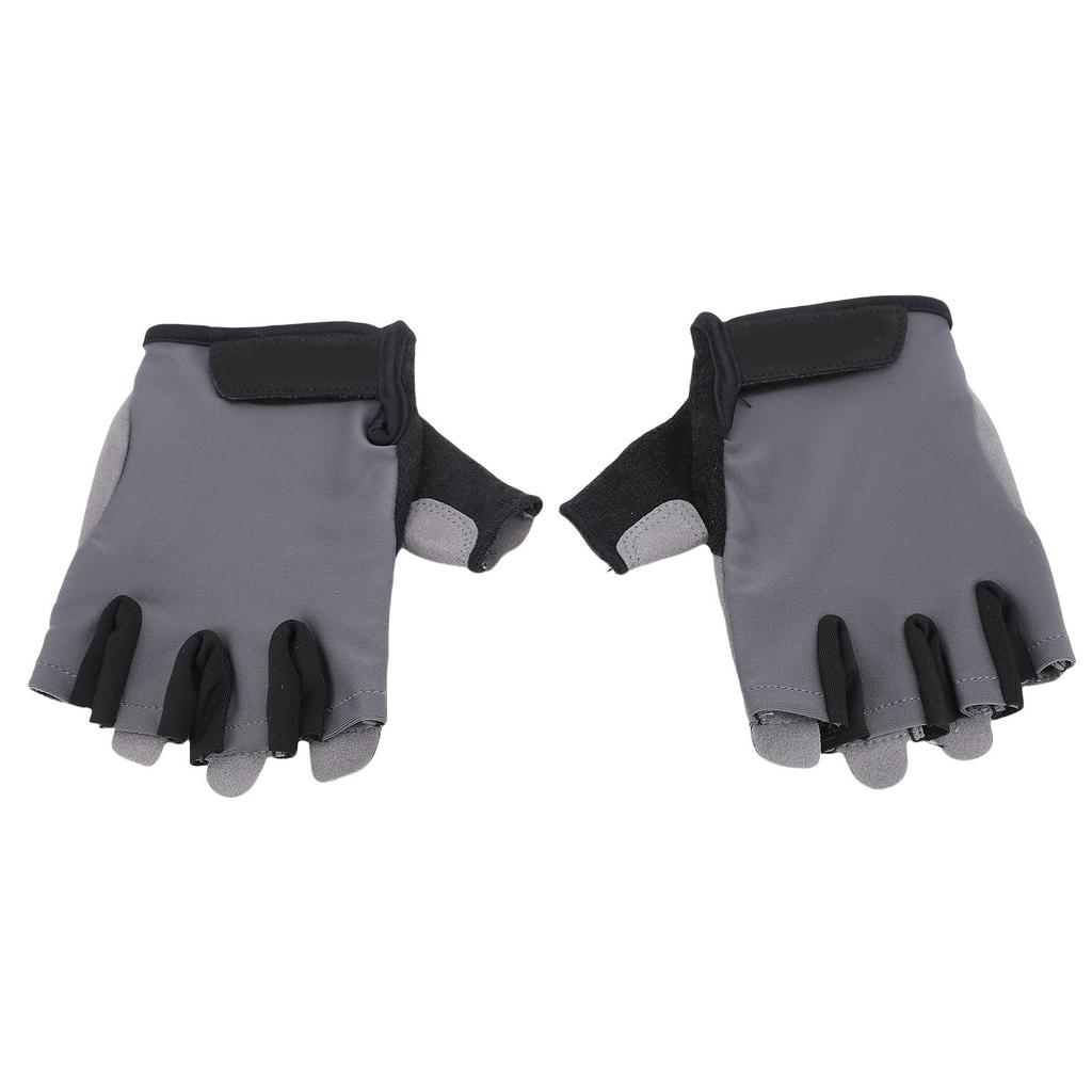 Cycling Gloves Grey Elastic Anti Slip Breathable Shock Absorbing Half Finger Bike Gloves for Road Bi