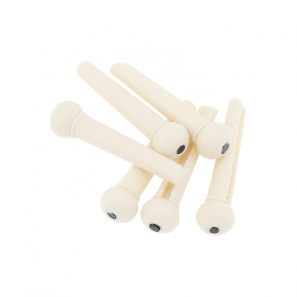 6pcs/lot White ABS Plastic Top Black Dot Acoustic Guitar Bridge Pins