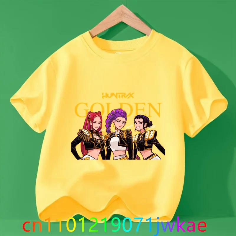 T-shirt Hots pour Enfants KPop Chasseurs de Démons Film Col Rond Dessin Animé Filles Garçons T-shirt Décontracté Bébé Imprimé Mode Décontracté Vêtements Fille