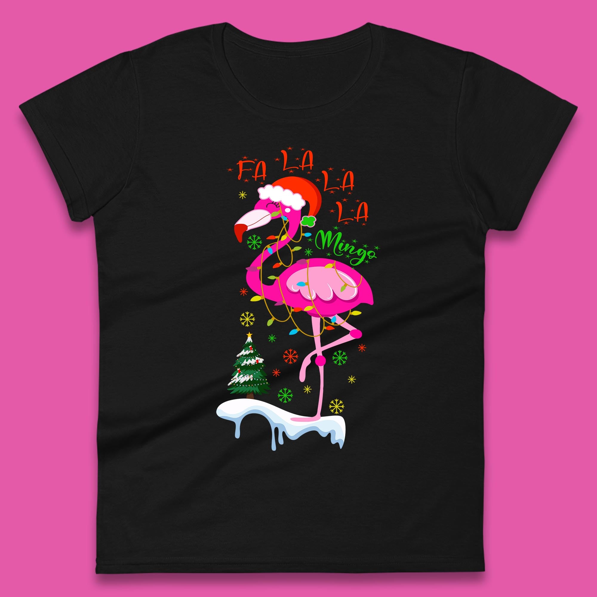 Fa La La La Mingo Flamingo Christmas Womens T Shirt Mens Tops Tees Unisex S