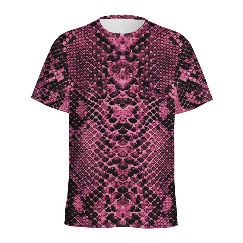 Fashion Snake Scales Pattern T-shirt For Men 3D Printed Animal Skins Graphic Round Neck Tee Shirt