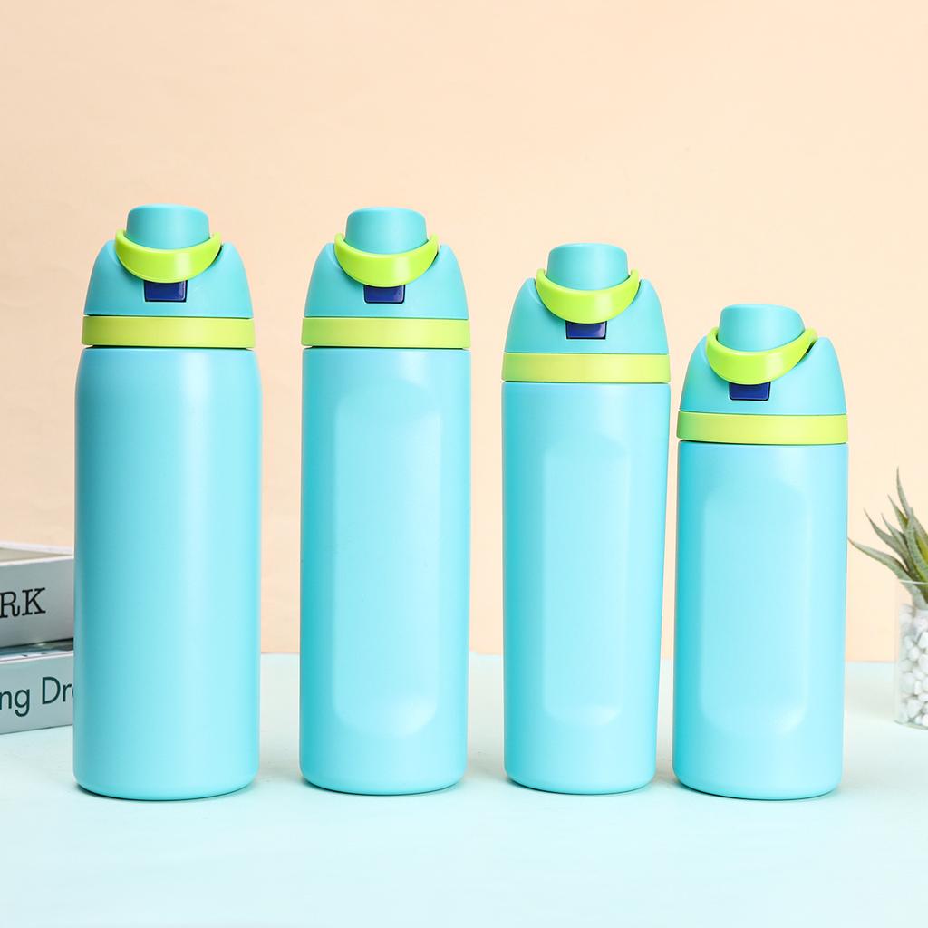 304 stainless steel water bottle - Large capacity portable bouncing insulated cup - Handheld double drinking straw cup
