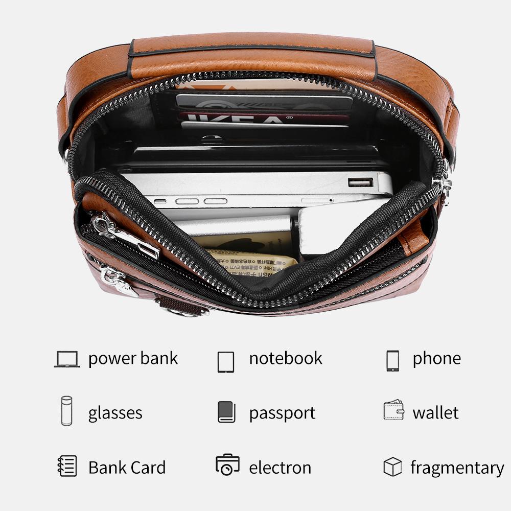 WEIXIER Męska Skórzana Torba Crossbody na Ramię Wodoodporna Torba Kurierska Aktówka Torba Podróżna do Pracy