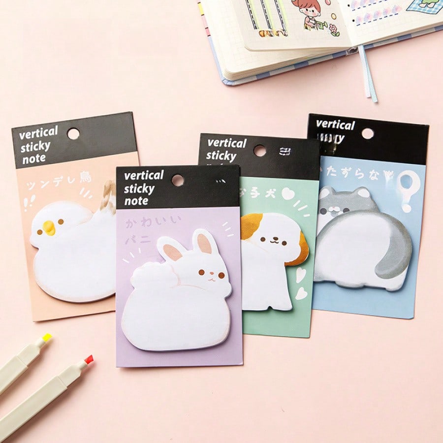 4pcs Cartoon Special Sticky Notes Creative Sticky Notes Paper Cute Thickened Sticky Notes Can Be Pasted N Times Office Supplies