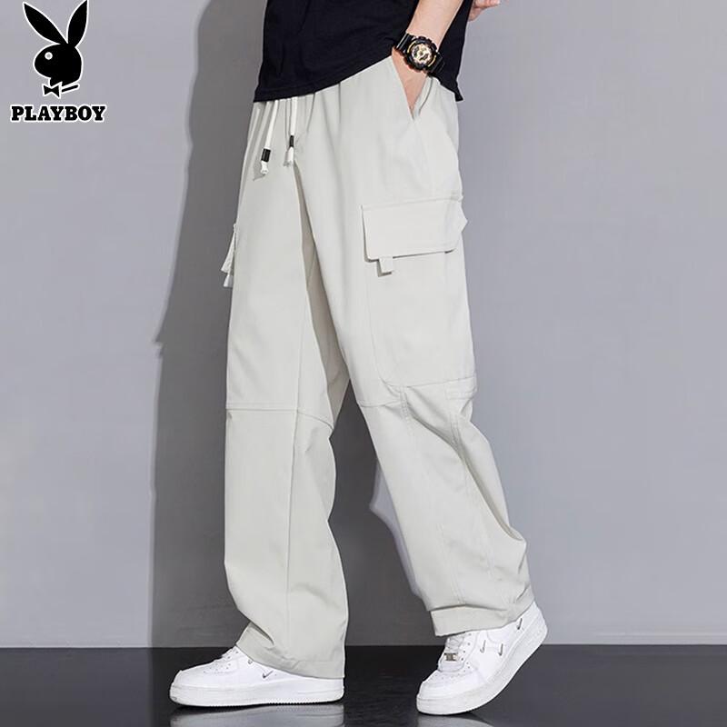Playboy Men's Ice Silk Loose Fit Cargo Pants