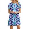 Elegant Short Sleeve 3D Print Dress Beach Summer Midi Dresses