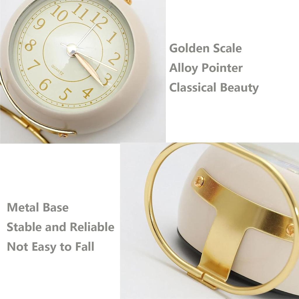 Small Table Clocks, Hongyada Classic Non-Ticking Desk Alarm Clock with Backlight Battery Operated HD Glass for Bedroom Living Room Kitchen Bedside