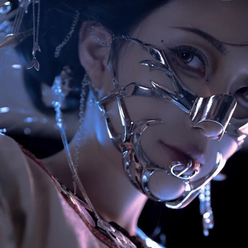 

Новая металлическая маска носовое кольцо нишевый дизайн специальная форма жидкое механическое ощущение губное кольцо для лица серьги набор регулируемый