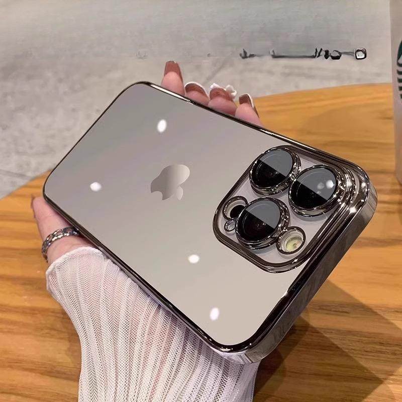Applicable To Apple 17promax Mobile Phone Case New Electroplated IPhone 16 High End Sense with Lens Film Full Cover Soft Case