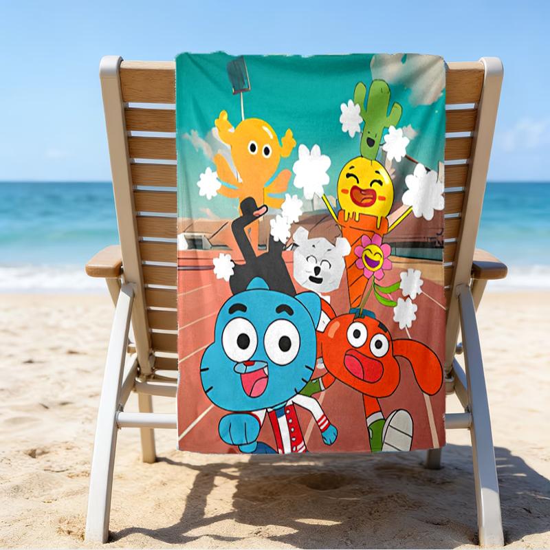 Proof Beach Towel with a The Amazing World of Gumball Pattern - Soft,absorbent,quick-drying,machine Washable - Perfect for Swimming,camping,bathing