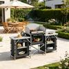 Foldable Outdoor Kitchen Station,Sturdy Outdoor Kitchen Island with Integrated Shelf System,Compact Camping Kitchen Island(only with Kitchen Cabinet)
