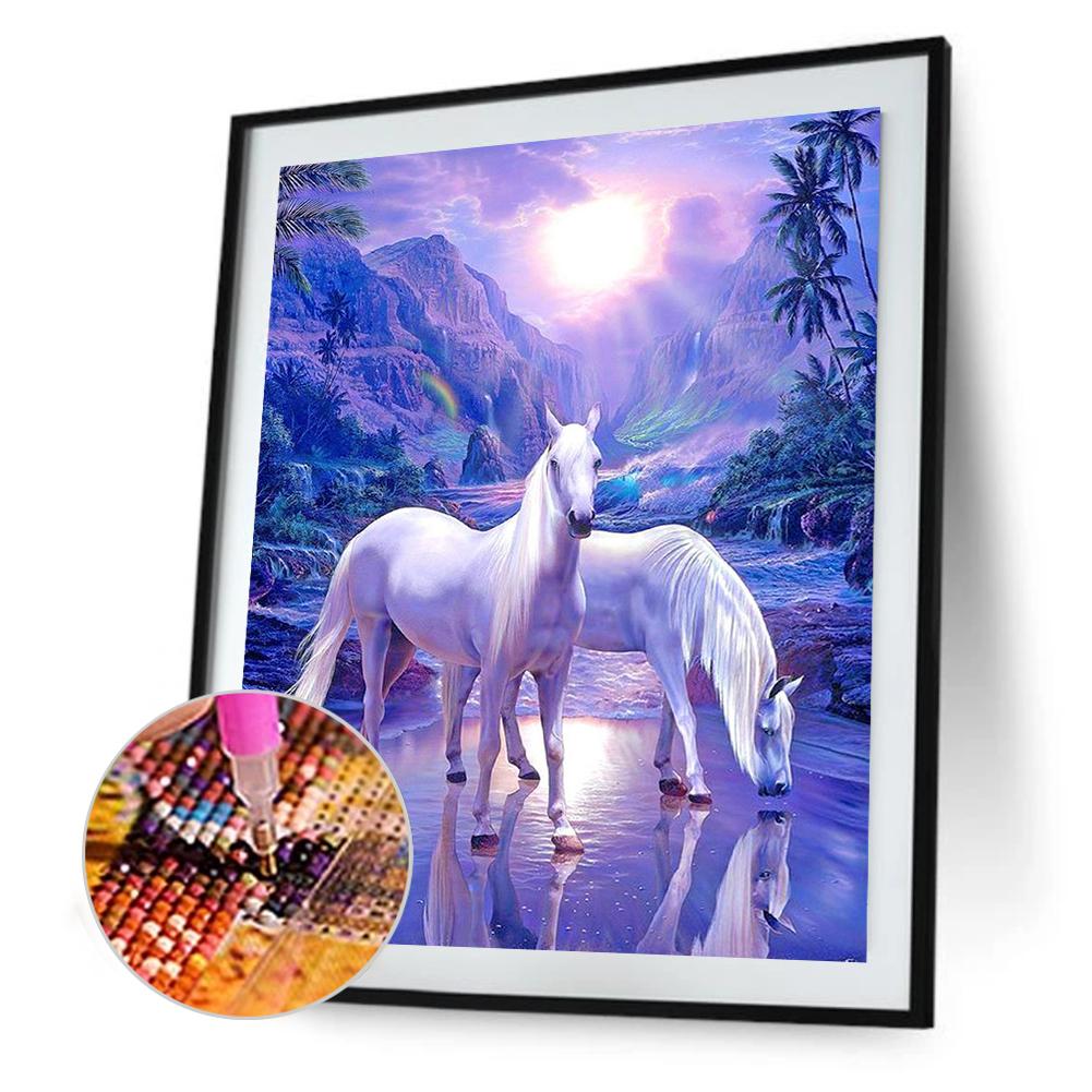 Buy 5D Diamond Painting Kit DIY Horse Full Round Diamond Mosaic at ...