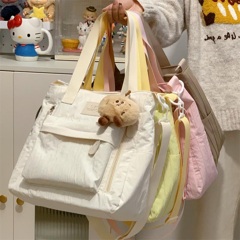 Light and casual large-capacity messenger bag, fresh and sweet foreign shoulder bag, student tutoring handbag in class