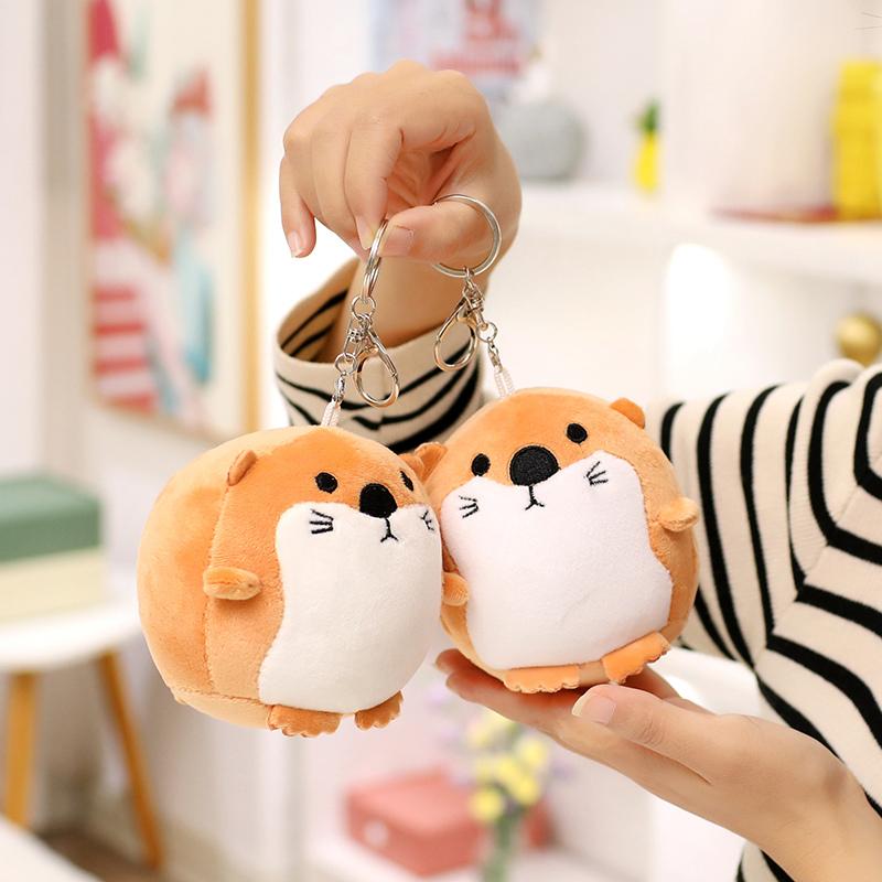 1pc 11cm New Lovely Simulation Otter Plush Pendant Toys Stuffed Wild Animal Key Ring Dolls Soft Bag Decor Gift for Kids
