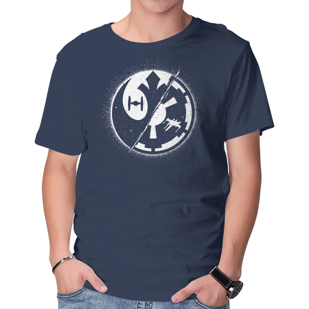 Unisex Crew Neck T-Shirt Light And Darkness Graphic Short Sleeve Casual Tee XL