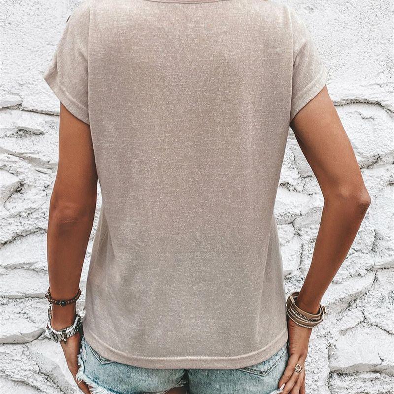 European & American Style Buttoned Short-Sleeve T-Shirt