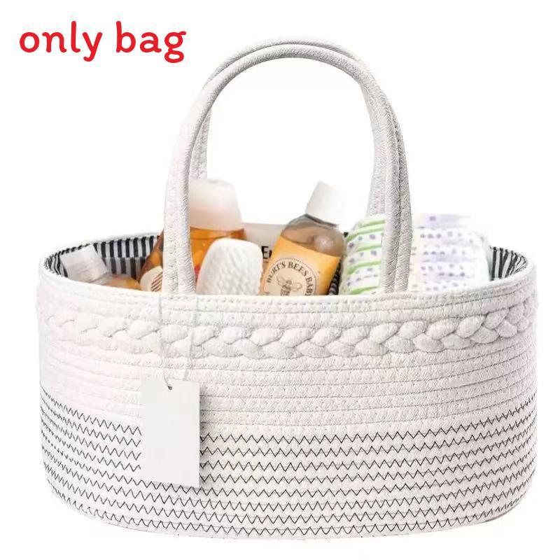 Baby Diaper Storage Basket With Removable Dividers And Cotton Rope For Nursery Organization