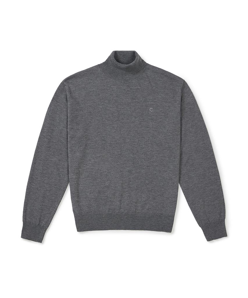 CLOVE [25Fw Clove] High Neck Relaxed Knit Sweater (Charcoal)