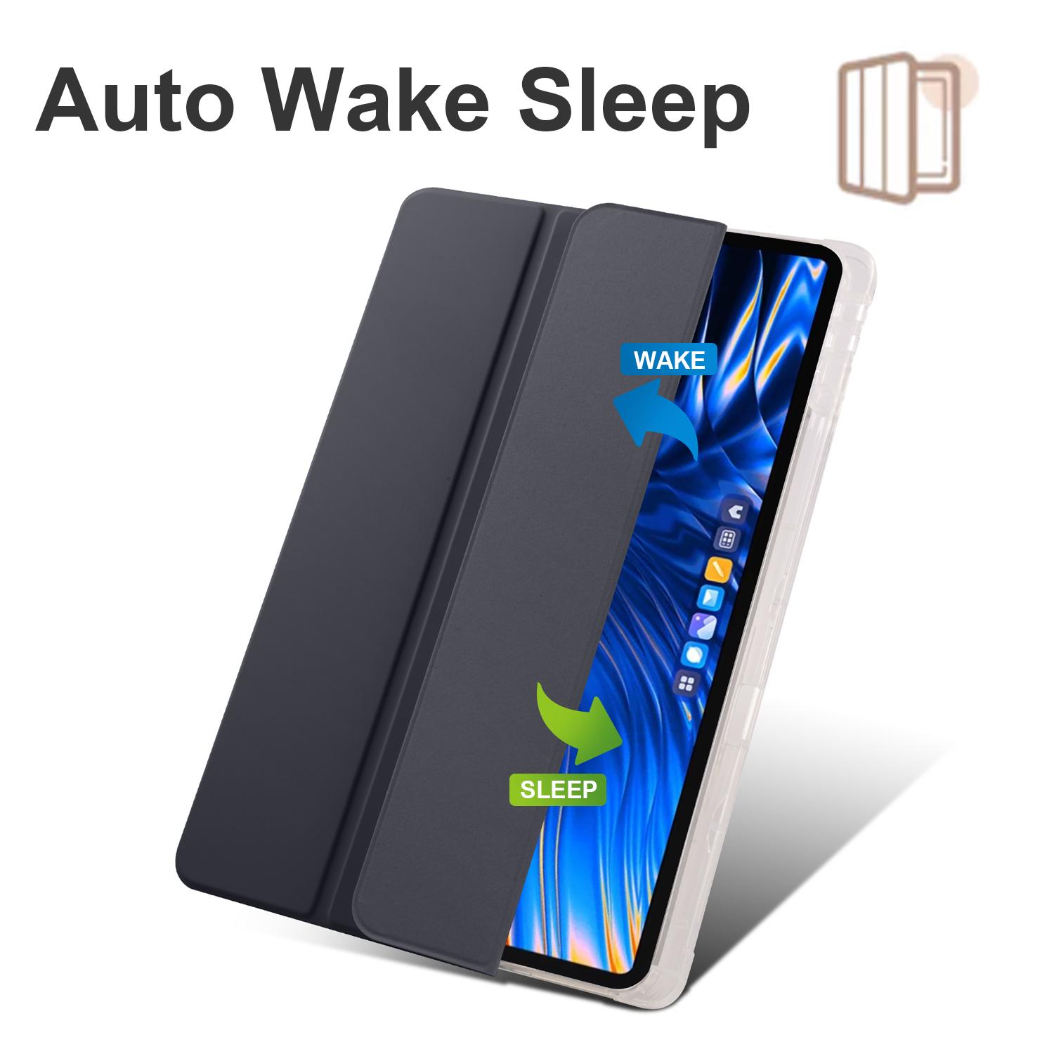 

For Xiaomi Pad 6 Max 14 Case Tri-fold Stand Clear Back Tablet Cover with Pen Slot Black