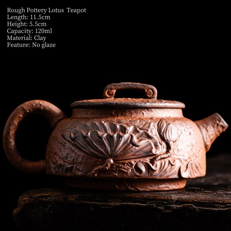 

120ML Old Rock Mud Rough Pottery Lotus Tea Pot Retro Teapot Tea Kettle Tea Ceremony Tea Making Single Pot Tea Ceremony