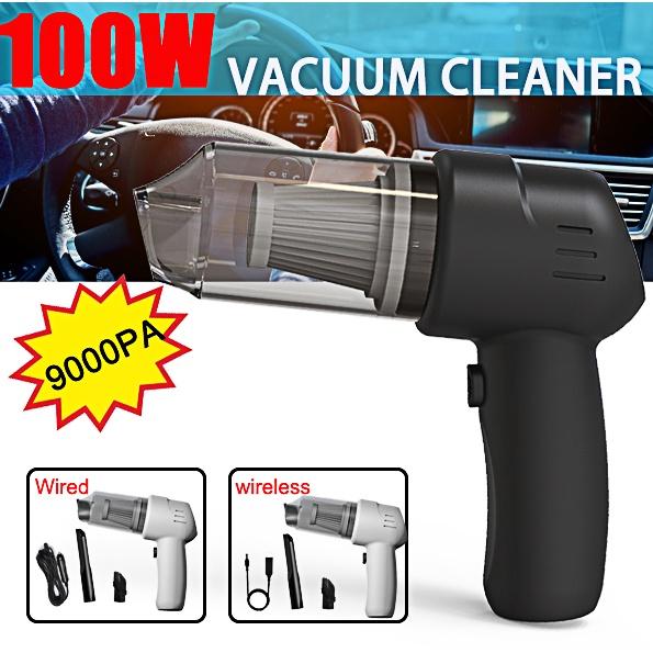 

9000Па 100 Вт Беспроводной автомобильный пылесос Мини-автомобильный пылесос Авто и Дом Аккумуляторный пылесос Ковер Воздуходувка Wired чёрный