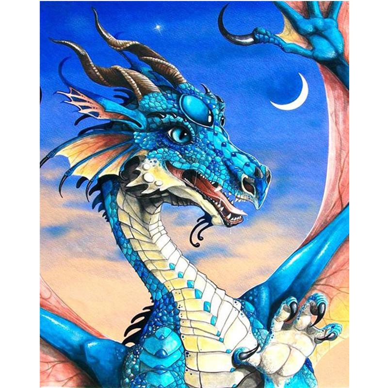 5D DIY Diamond Painting Cartoon Magic Dragon. Diamond Embroidery Cross Stitch Kit Rhinestone Mosaic Home Decor