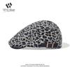 Retro leopard print forward hat female autumn and winter plush warm babes show face little beret