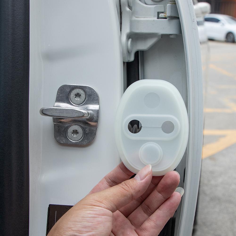 Car Door Lock Buckle Protective Cover Silicone Luminous Elastic Mute Pad Absorption Shock Cushion Buffering Anti-Collision U3T3