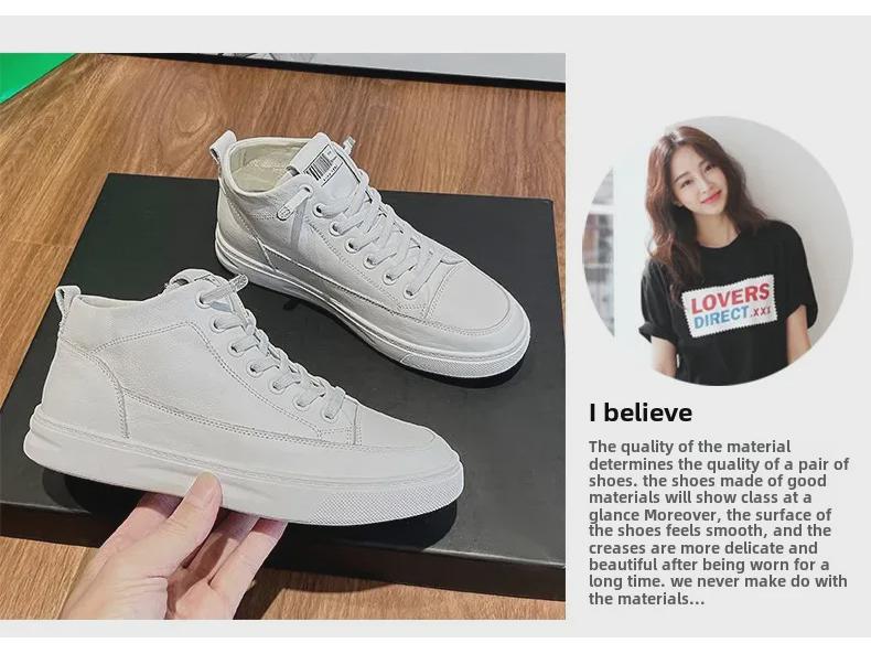 Dámské bílé kotníkové boty z pravé kůže - podzim/zima 2025, univerzální styl, plus samet, první vrstva hovězí kůže, ideální na běhání a cestování.