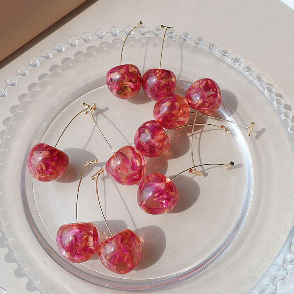 New Fashion Red Cherry Drop Earring Sweet Fruit Long Crystal Earrings for Women Lady Gift Jewelry Tassel Dangle Accessories
