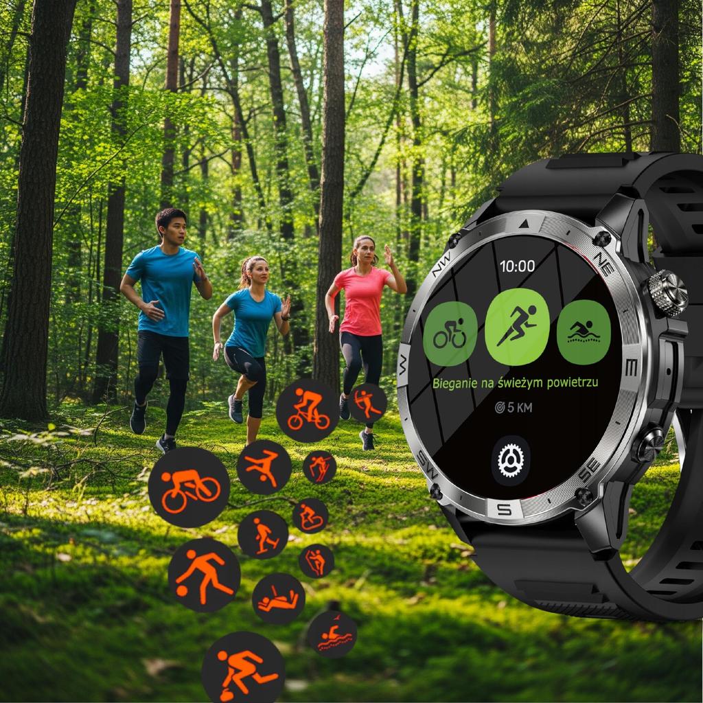 Smartwatch wenom explorer gps polskie menu wodoodporny 3 atm smart watch