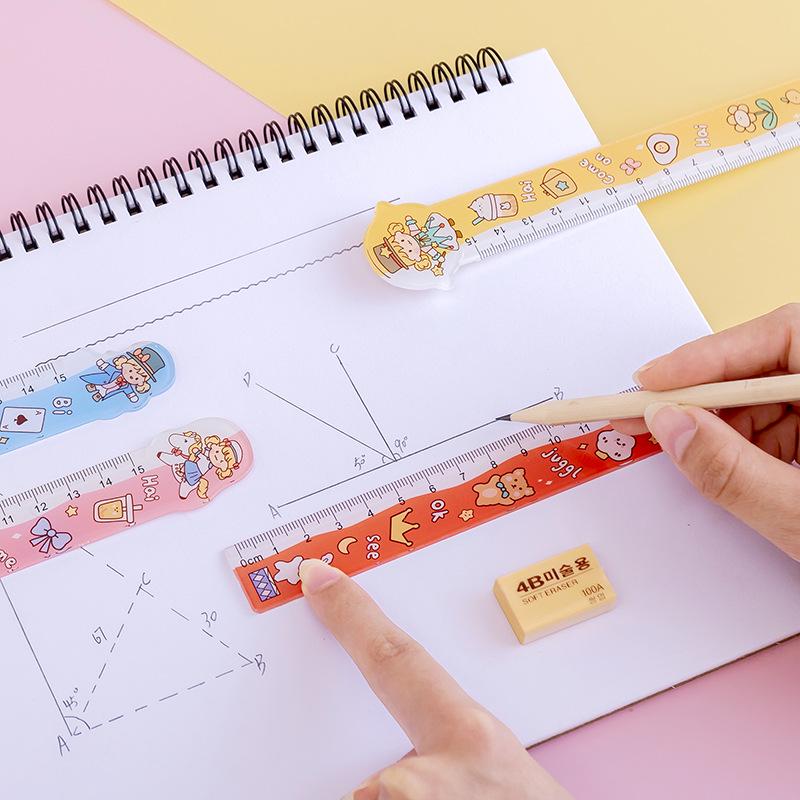 Creative Cute Semi-Transparent Ruler for Energetic Primary School Students - Ideal for Drawing and Measuring.