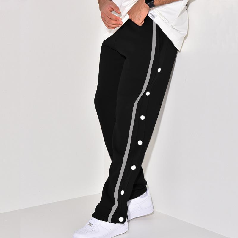 Men's casual sports buttoned trousers men's autumn new loose straight drawstring large size trousers